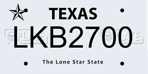 LKB2700 Texas License Plate