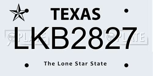 LKB2827 Texas License Plate