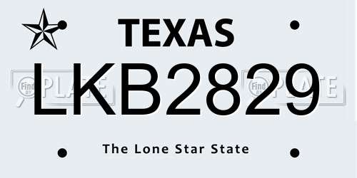 LKB2829 Texas License Plate