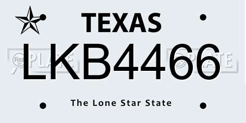LKB4466 Texas License Plate