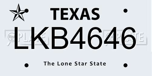 LKB4646 Texas License Plate
