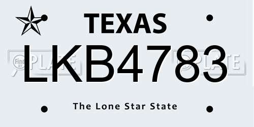LKB4783 Texas License Plate
