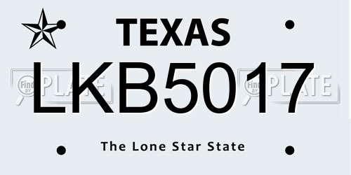 LKB5017 Texas License Plate