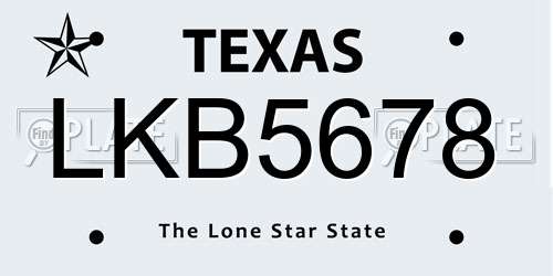 LKB5678 Texas License Plate