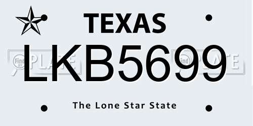 LKB5699 Texas License Plate