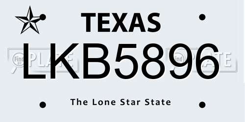 LKB5896 Texas License Plate