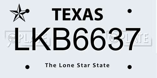 LKB6637 Texas License Plate