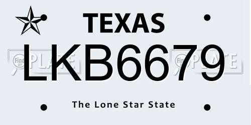LKB6679 Texas License Plate