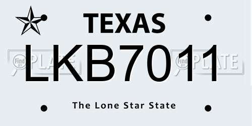 LKB7011 Texas License Plate
