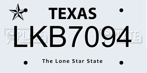 LKB7094 Texas License Plate