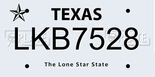 LKB7528 Texas License Plate