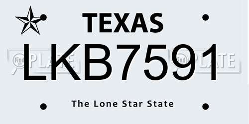LKB7591 Texas License Plate