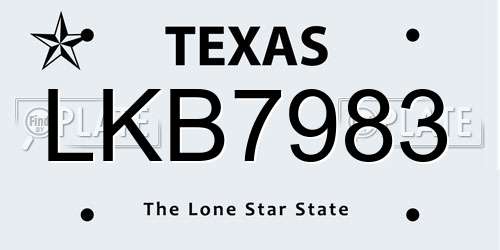 LKB7983 Texas License Plate