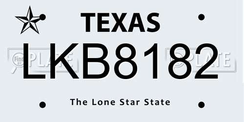 LKB8182 Texas License Plate