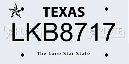 LKB8717 Texas License Plate