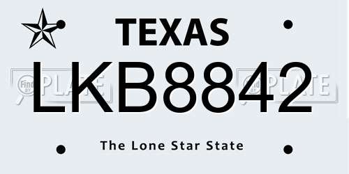 LKB8842 Texas License Plate