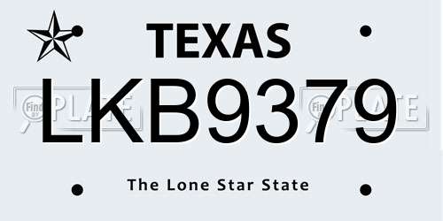 LKB9379 Texas License Plate