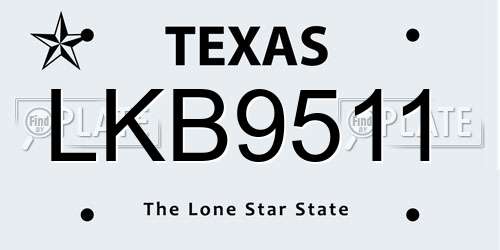 LKB9511 Texas License Plate
