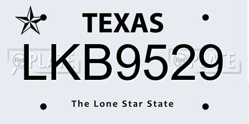 LKB9529 Texas License Plate
