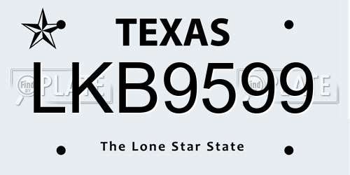 LKB9599 Texas License Plate