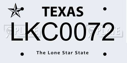 LKC0072 Texas License Plate