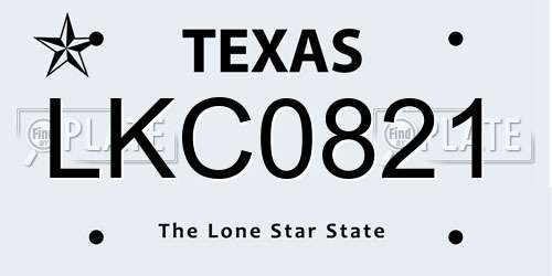 LKC0821 Texas License Plate