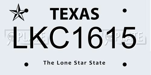 LKC1615 Texas License Plate