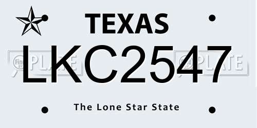 LKC2547 Texas License Plate