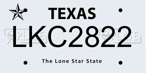 LKC2822 Texas License Plate