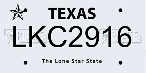 LKC2916 Texas License Plate