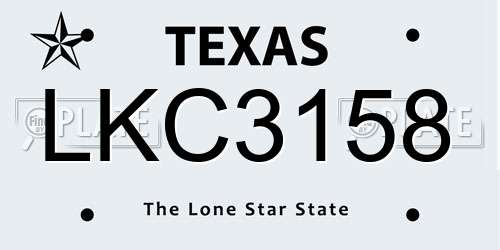 LKC3158 Texas License Plate
