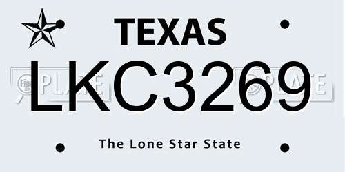LKC3269 Texas License Plate