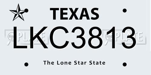 LKC3813 Texas License Plate