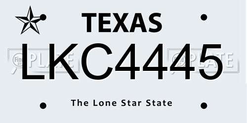 LKC4445 Texas License Plate