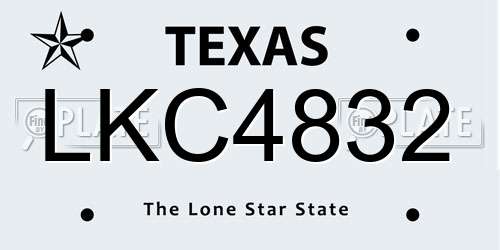 LKC4832 Texas License Plate