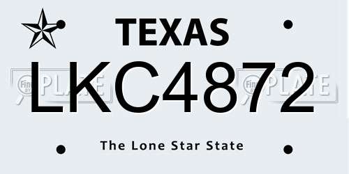 LKC4872 Texas License Plate