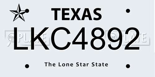 LKC4892 Texas License Plate