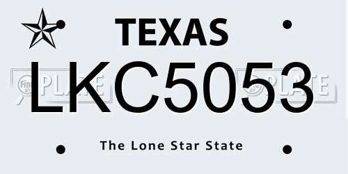 LKC5053 Texas License Plate