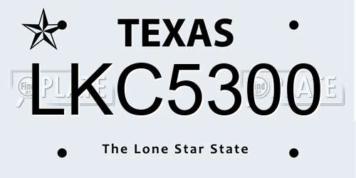LKC5300 Texas License Plate