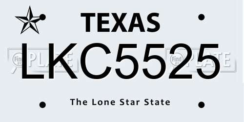 LKC5525 Texas License Plate