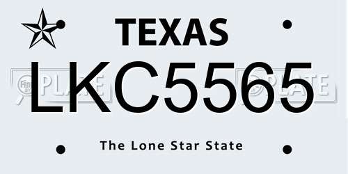 LKC5565 Texas License Plate