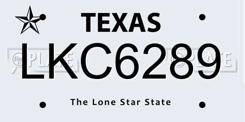 LKC6289 Texas License Plate