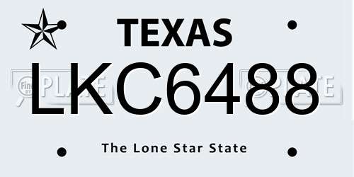 LKC6488 Texas License Plate