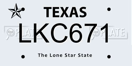LKC671 Texas License Plate