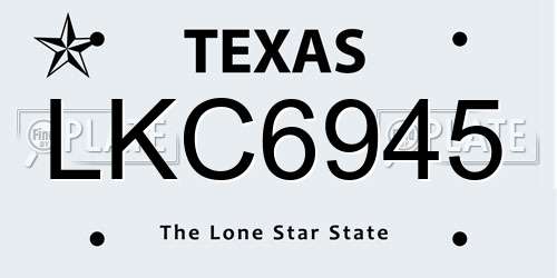 LKC6945 Texas License Plate