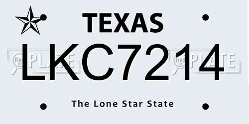 LKC7214 Texas License Plate
