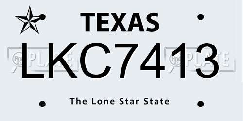 LKC7413 Texas License Plate