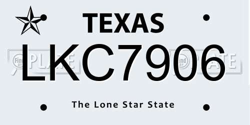 LKC7906 Texas License Plate