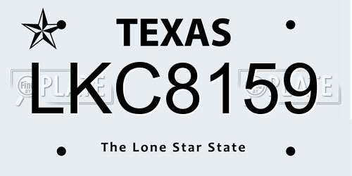 LKC8159 Texas License Plate