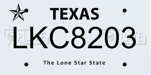 LKC8203 Texas License Plate